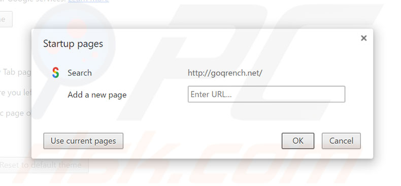 Verwijder goqrench.net als startpagina in Google Chrome