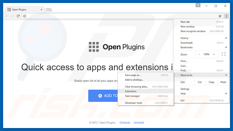 Verwijder de Open Plugins advertenties uit Google Chrome stap 1
