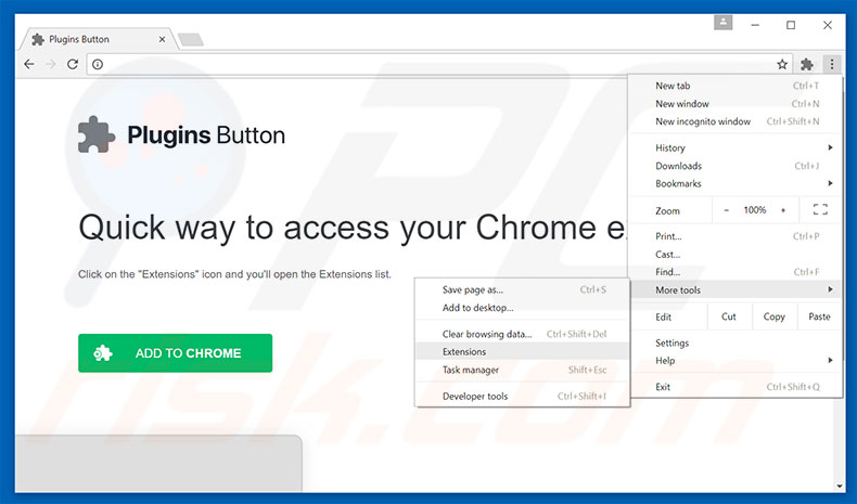 Verwijder de Plugins Button advertenties uit Google Chrome stap 1