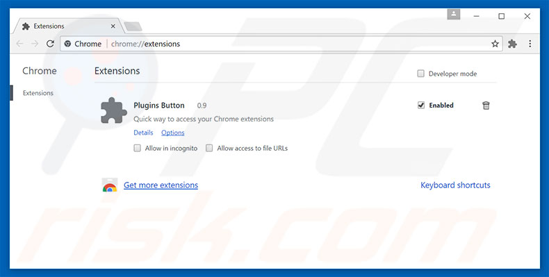 Verwijder de Plugins Button advertenties uit Google Chrome stap 2