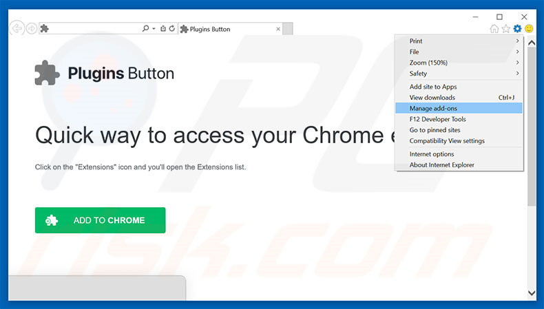Verwijder de Plugins Button advertenties uit Internet Explorer stap 1