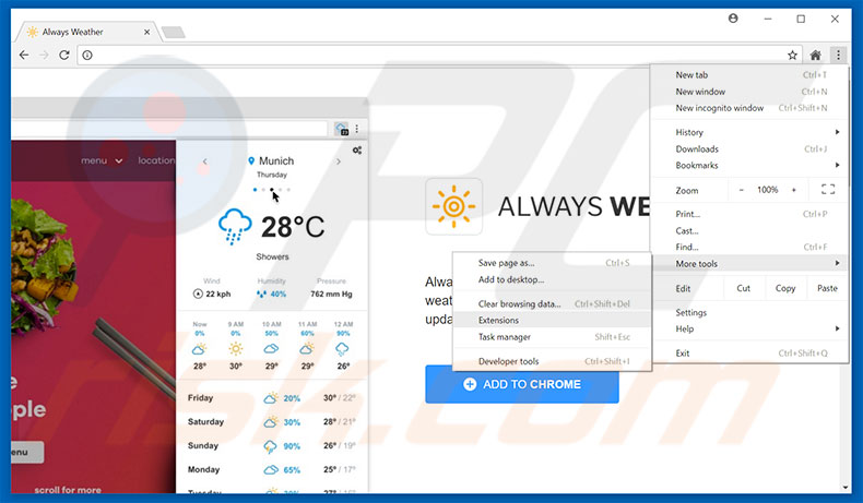 Verwijder de Always Weather  advertenties uit Google Chrome stap 1