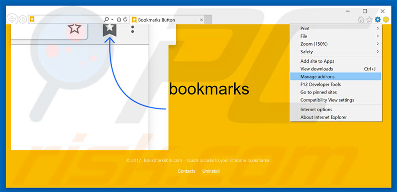 Verwijder de Bookmarks Button advertenties uit Internet Explorer stap 1
