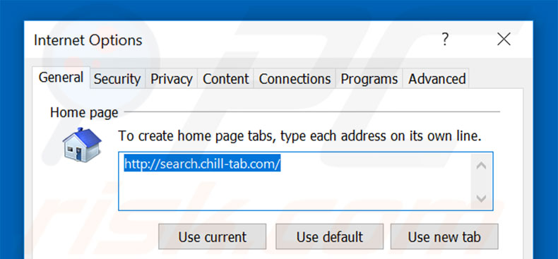 Verwijder search.chill-tab.com als startpagina in Internet Explorer