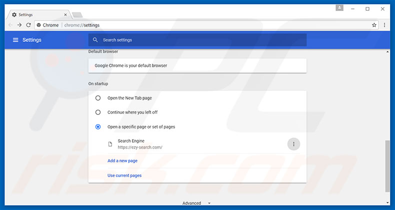 Verwijder ezy-search.com als standaard zoekmachine in Google Chrome