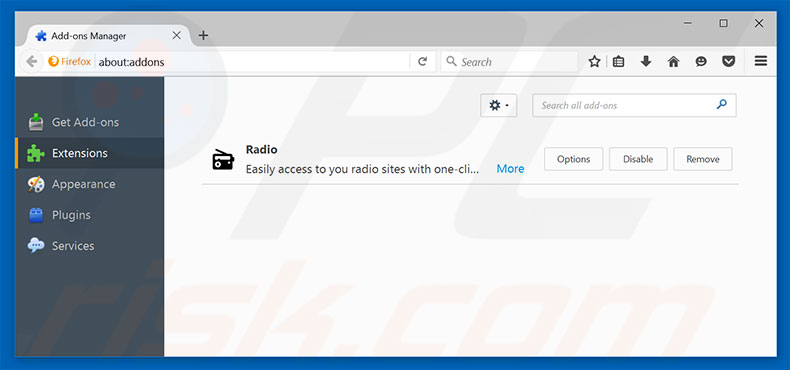 Verwijder ezy-search.com gerelateerde Mozilla Firefox extensies