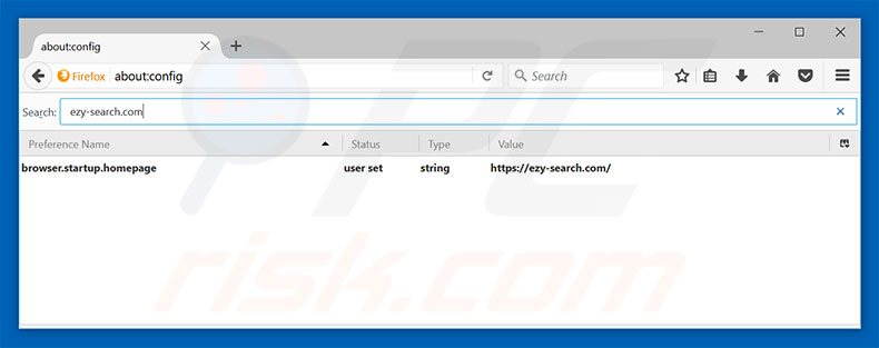 Verwijder ezy-search.com als standaard zoekmachine in Mozilla Firefox