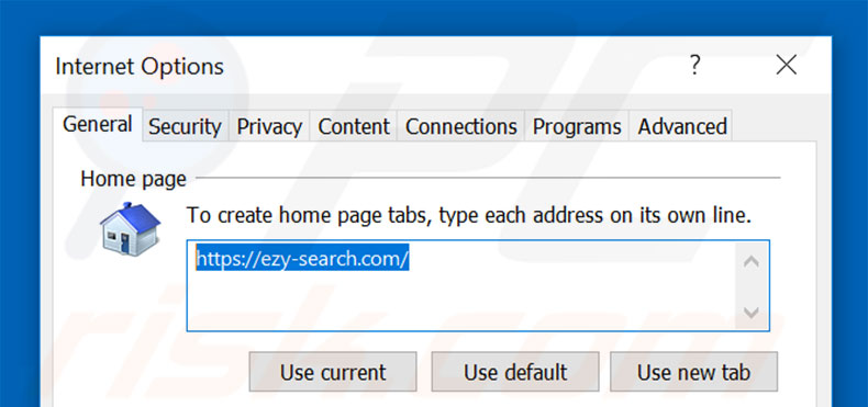 Verwijder ezy-search.com als startpagina in Internet Explorer