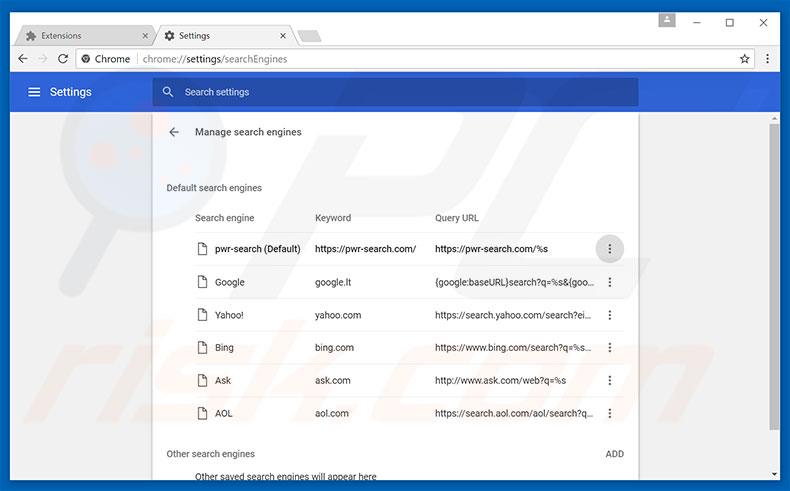 Verwijder pwr-search.com als startpagina in Google Chrome