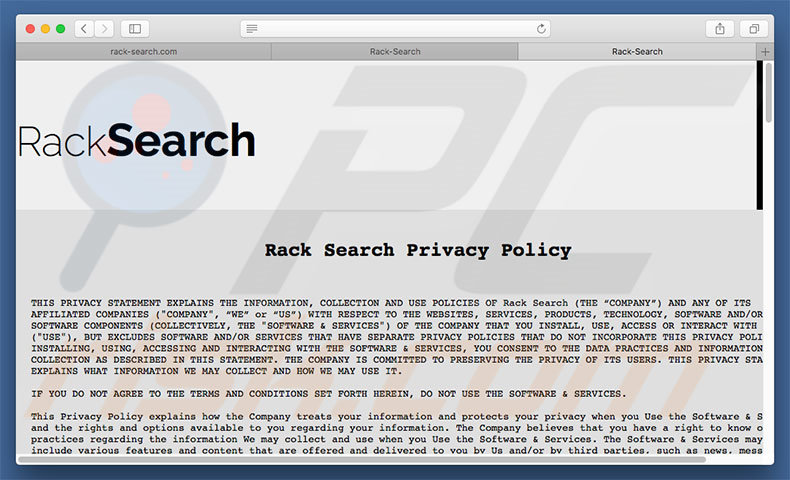 Dubieuze website gebruikt om rack-search.com te promoten