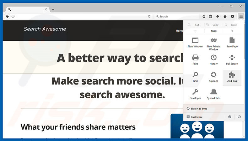 Verwijder de Search Awesome advertenties uit Mozilla Firefox stap 1