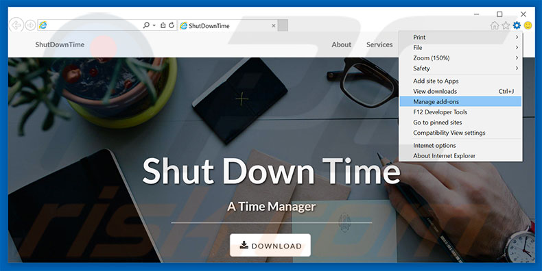 Verwijder de ShutDownTime advertenties uit Internet Explorer stap 1