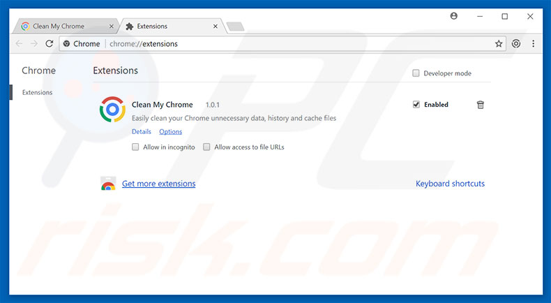 Verwijder Clean My Chrome  advertenties uit Google Chrome stap 2
