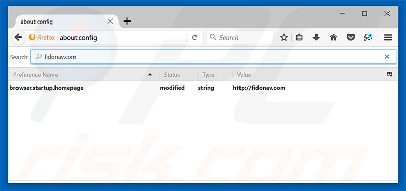 Verwijder fidonav.com als standaard zoekmachine in Mozilla Firefox