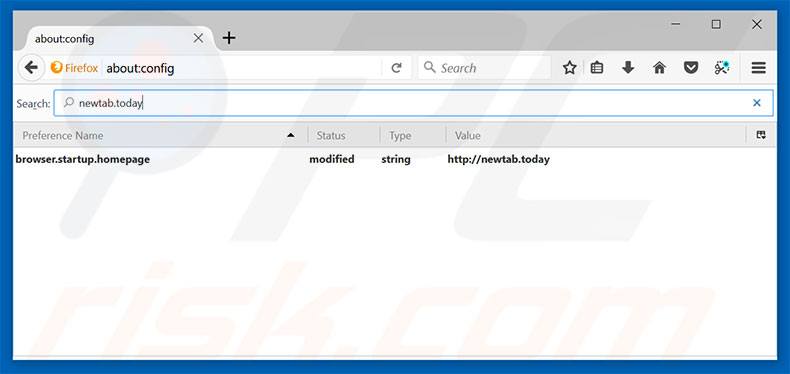 Verwijder newtab.today als standaard zoekmachine in Mozilla Firefox