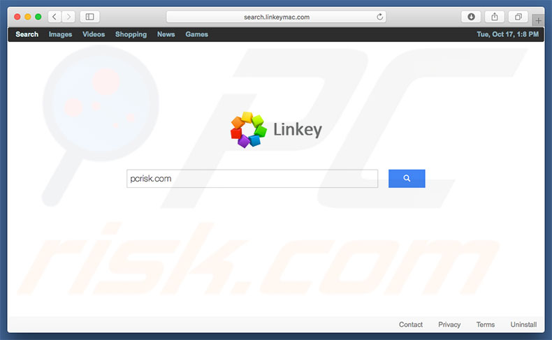 search.linkeymac.com browser hijacker op een Mac-computer