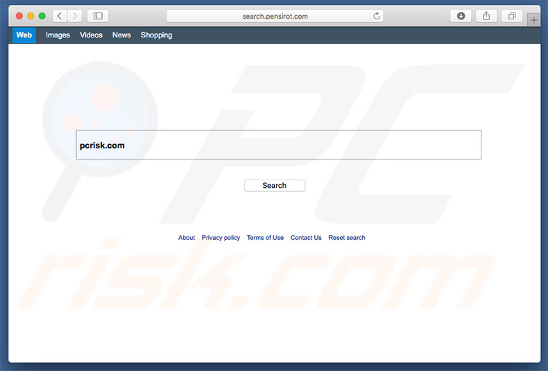 search.pensirot.com browserkaper op een Mac-computer