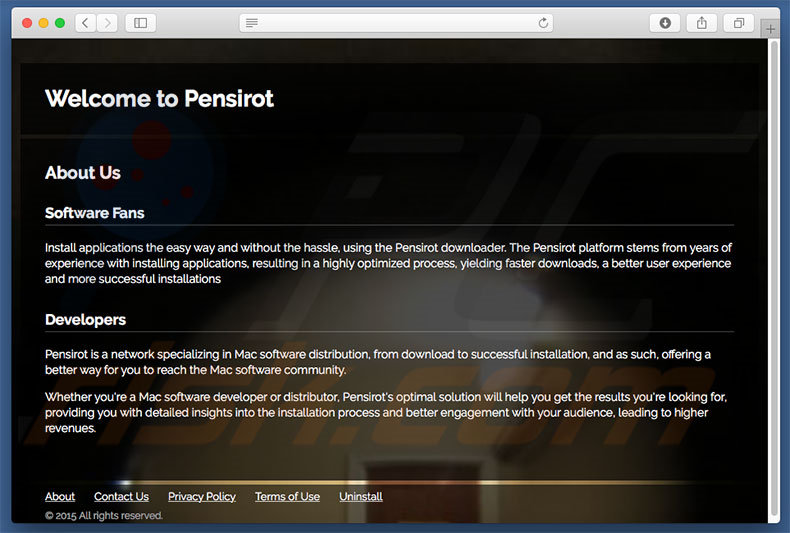Dubieuze website die gebruikt wordt om search.pensirot.com te promoten