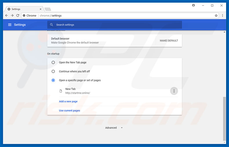 Verwijder startme.online als startpagina in Google Chrome