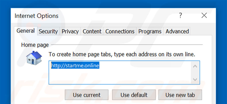 Verwijder startme.online als startpagina in Internet Explorer