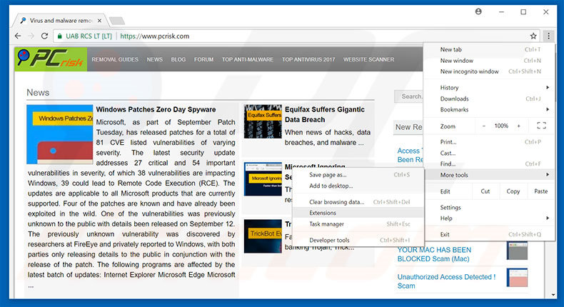 Waarschuwing! Malware Detected! advertenties uit Google Chrome stap 1