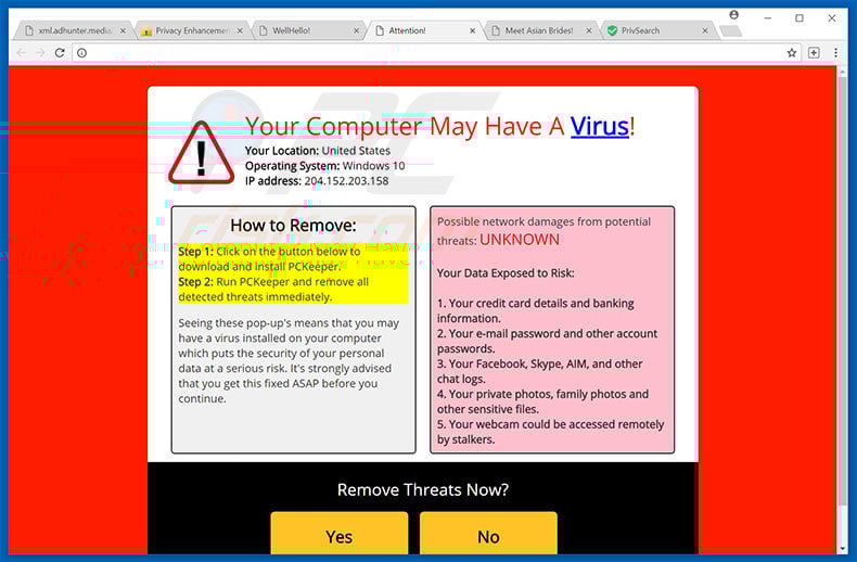 Your Computer May Have A Virus! pop-up oplichterij