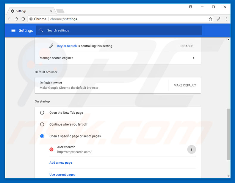 Verwijder ampxsearch.com als startpagina in Google Chrome