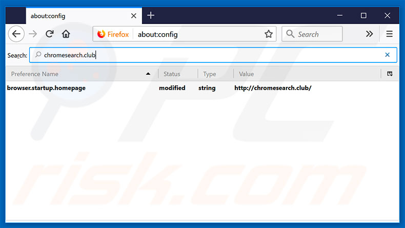 Verwijder chromesearch.club als standaard zoekmachine in Mozilla Firefox
