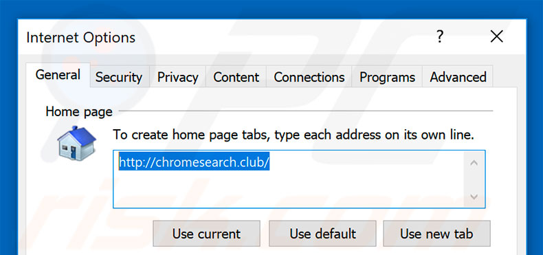 Verwijder chromesearch.club als startpagina in Internet Explorer