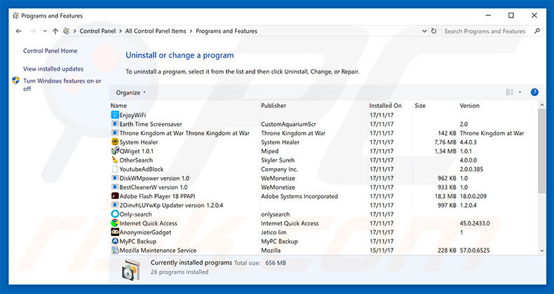 Cydoor Spyware adware verwijdering via het Controle Paneel