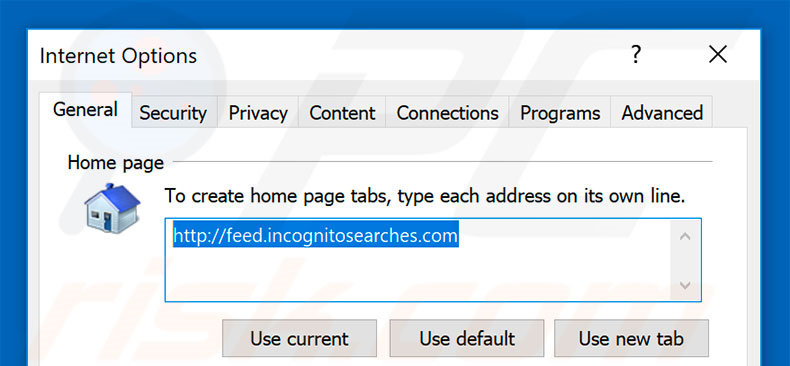 Verwijder feed.incognitosearches.com als startpagina in Internet Explorer