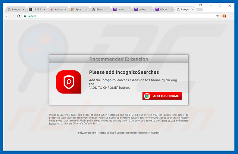 Website promoot de Incognito Searches browserkaper