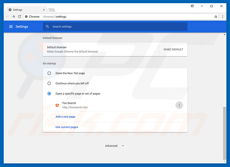 Verwijder foxsearch.me als startpagina in Google Chrome