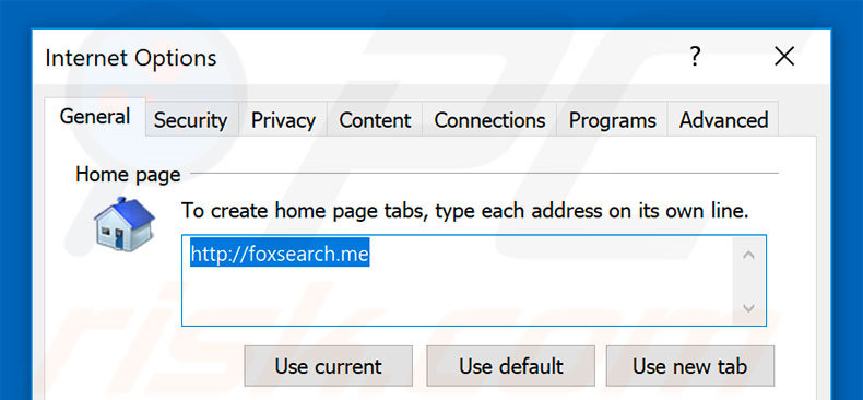 Verwijder foxsearch.me als startpagina in Internet Explorer