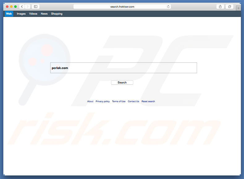 search.froktiser.com browser hijacker op een Mac computer