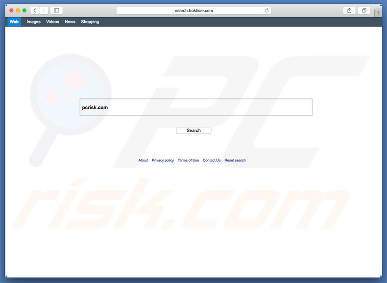 search.froktiser.com browser hijacker op een Mac computer