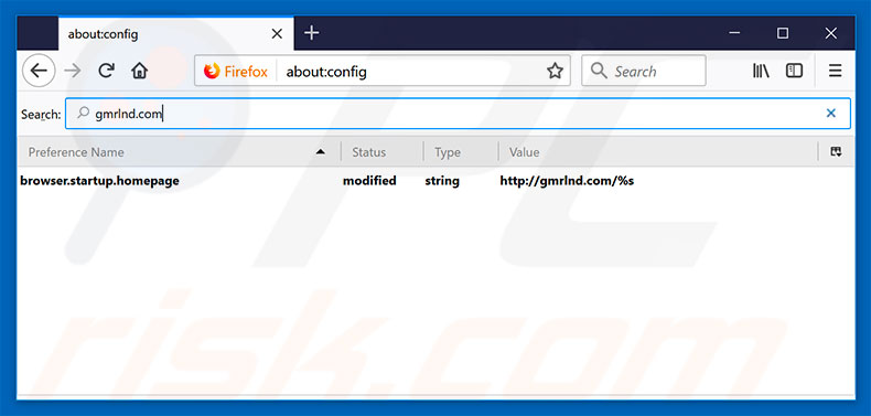 Verwijder gmrlnd.com als standaard zoekmachine in Mozilla Firefox