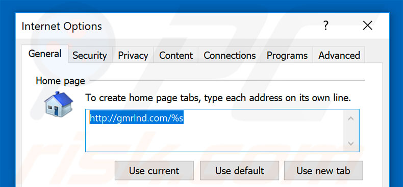 Verwijder gmrlnd.com als startpagina in Internet Explorer