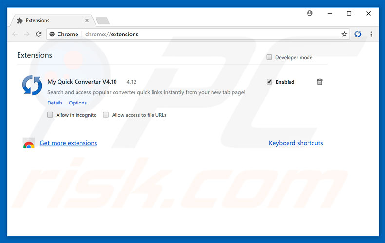 Verwijder search.hmyquickconverter.com gerelateerde Google Chrome extensies