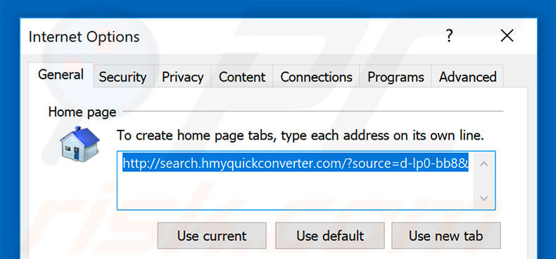 Verwijder search.hmyquickconverter.com als startpagina in Internet Explorer