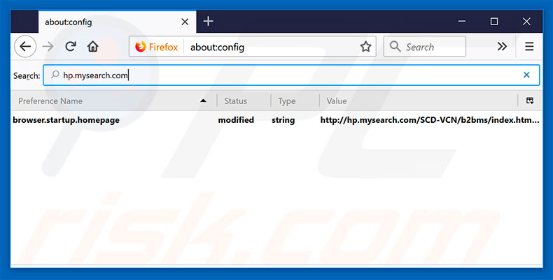 Verwijder hp.mysearch.com als standaard zoekmachine in Mozilla Firefox