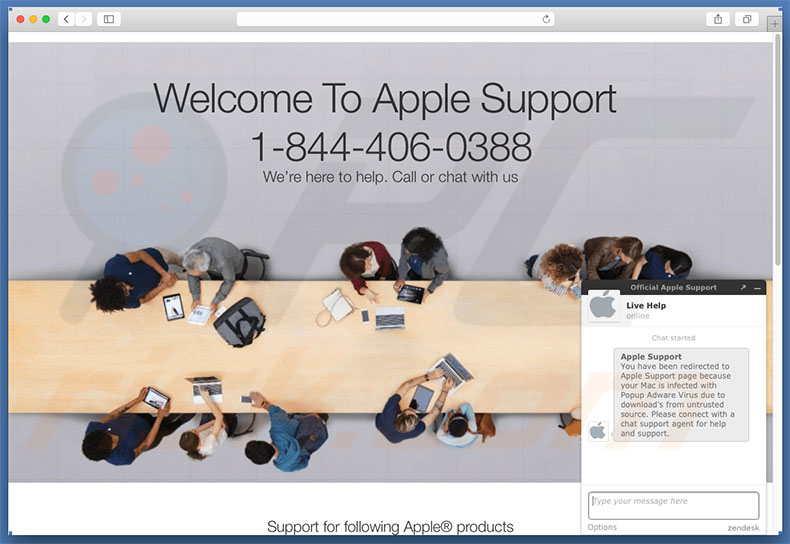 Your Mac Is Infected With Popup Adware Virus foutmelding op een website