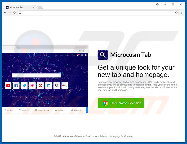 Website gebruikt om de Microcosm browser hijacker te promoten