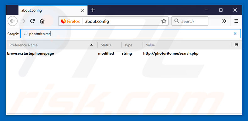 Verwijder photorito.me als standaard zoekmachine in Mozilla Firefox