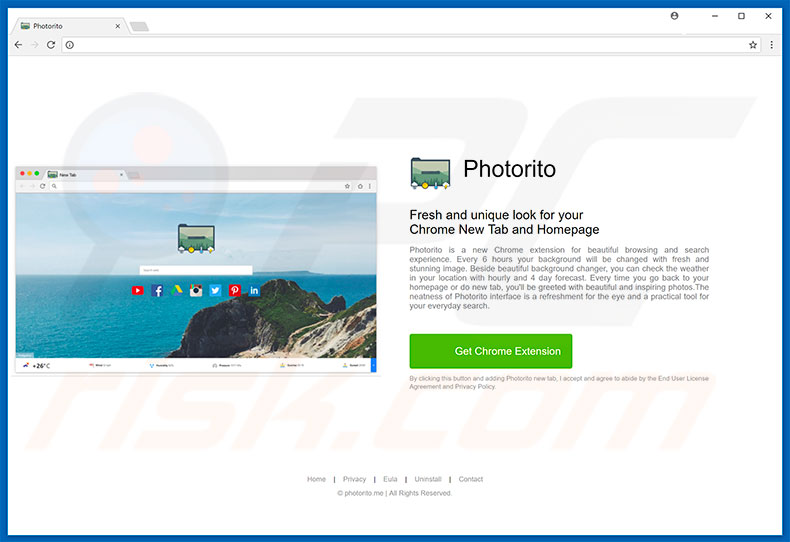 Website promoot Photorito browser hijacker