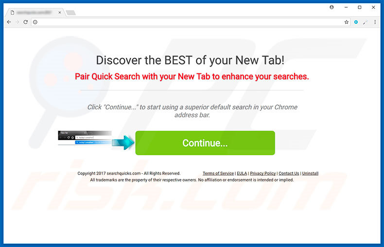 Website promoot de Quick Search browser hijacker