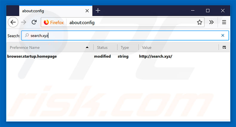 Verwijder search.xyz als standaard zoekmachine in Mozilla Firefox