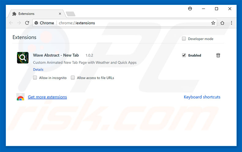 Het verwijderen van wave-abstract.com gerelateerde Google Chrome extensies