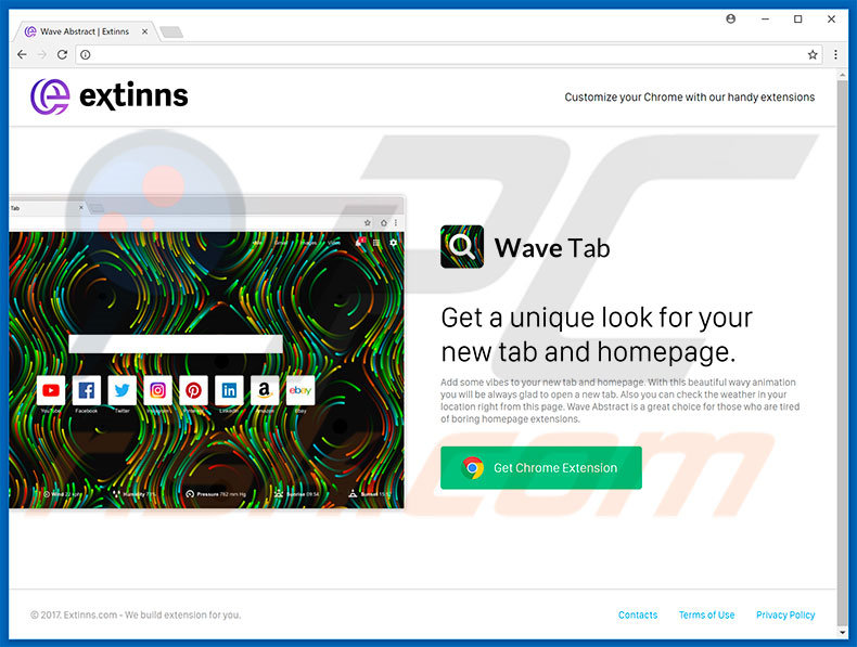 Website gebruikt om Wave Abstract browser hijacker te promoten