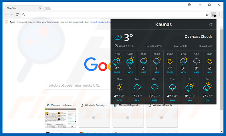 Weather For Chrome adware